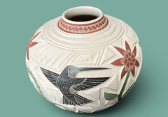 Mata Ortiz Pottery Martin Olivas Quintana White clay Olla Vase Jar Art Mexican