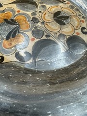Vtg Tonala Mexico Folk Art Pottery Wall Hanging Plate Birds Squirrel 12” Round