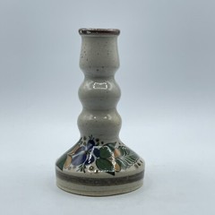 Mexico Tonala Pottery Floral Signed Candle Stick Single Holder