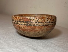 antique Mayan Mexican pre columbian 500-750 A.D. polychromed pottery bowl