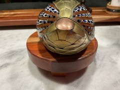 VTG Hand-Painted Tonala Mexican Pottery & Brass Duck Figurine