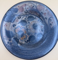 Vtg Tonala Mexico Folk Art Pottery Wall Hanging Plate Birds Squirrel 12” Round