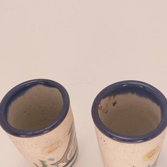 Tonala Mexican Pottery Dolphin Shot Glasses Set of 2 Signed Mexico C.O.
