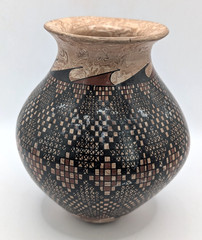 Handmade Lazaro Ponce Signed Mata Ortiz Geometric Polychrome Pottery Bowl Vase