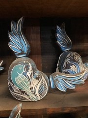 MEXICAN CLAY Pottery – WINGED HEART (1) ***FREE FREIGHT***