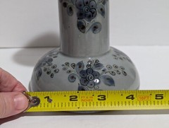 Ken Edwards Mexican Pottery Single Candle Stick – Signed Vintage Blue Florals