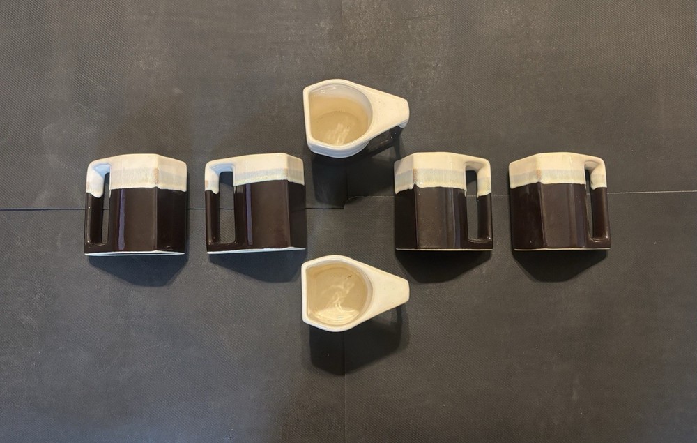 Rodolfo Padilla Signed Drip Glazed Handmade Stoneware 10 oz Coffee Mugs Set of 6