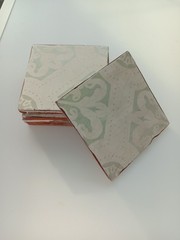 6 Tiles – Talavera Handcrafted Mexican Ceramic Tile 6×6..Sage Green/ Alabaster