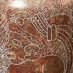 Handmade Mexican Red Clay Pottery Vase Etched Mata Ortiz Style Vintage 9-1/2″