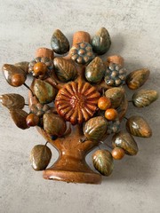 Vintage Mexican Tree of Life Candelabra Handmade Folk Art Terracotta Pottery 5″