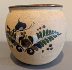 Netzi Tonala Plant Hanger Pot w Drainage Hole Mexican Stoneware Pottery Signed