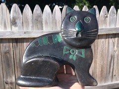 Mid Century Modern Mexico Pottery Cat Figurine Barro Negro Oaxaca FELGUEREZ ?