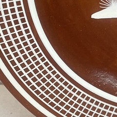 Jimon Family Mexico Signed White Deer Red Rust Tonala Hand Painted Plate 8-1/4”