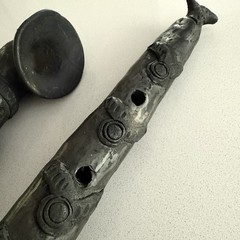 Barro Negro Black Clay Pottery Music Instruments Oaxaca Mexico Flute And Sax