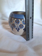 Contemporary Mexican Style Small Vase Blue Tan And Brown