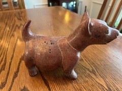 Vintage Colima Style Terracotta Dog Effigy Vessel Mexican Folk Art Hollow