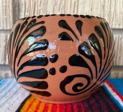 Mexican Ceramic Flower Pot Planter Folk Art Pottery Handmade Talavera #4