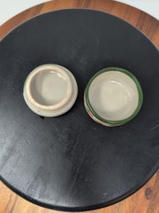 Mexican Tonala Pottery Round Covered Trinket Dish Green Cactus Hand Painted S.G
