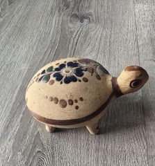 Cute Pottery Turtle Tonala Floral Design Mexico