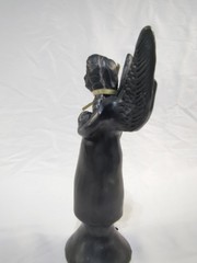Vintage Oaxaca Mexico Black Pottery Clay Angel Candle Holder 7.5” Tall