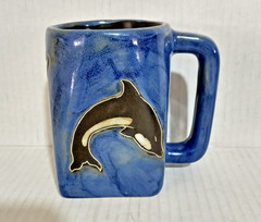 Design By MARA – Handmade & Signed – Mexico Pottery – Square Mug LOT / SET of 4