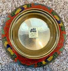 3 Brass Cloisonne Decorative Arts. Made In India. 2 Trinket/Jewelry Bowls & Vase