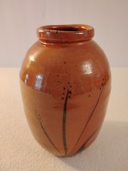 Vintage Mid-Century Modern Hand Painted Ceramic Pottery Vase With Signature 7″