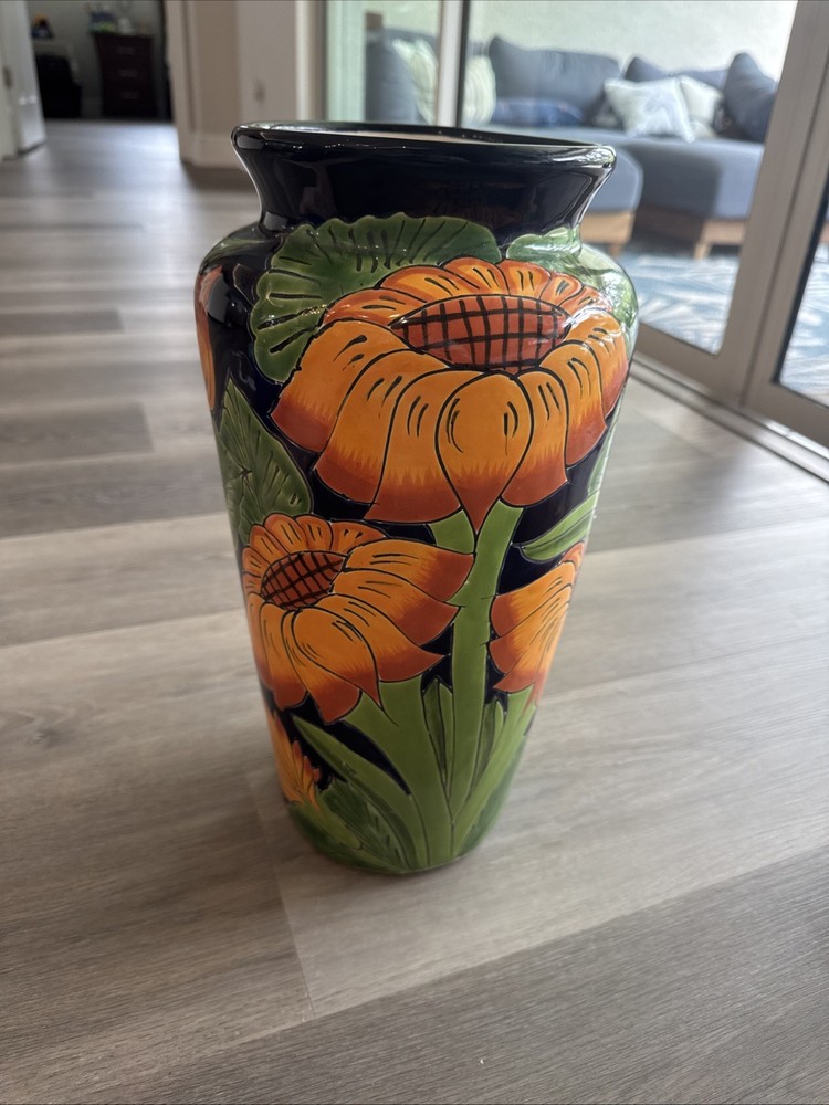 Talavera Mexican Sunflower Handmade Pottery Flower Pot 15”