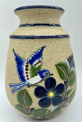 Floral and bird Mexican art pottery “sandstone” Ceramica Pajaros Guanajuato