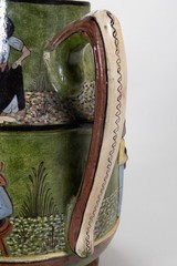 A Major C.1930 Tlaquepaque Mexican Green Pottery Pitcher – Dance/Music Motif