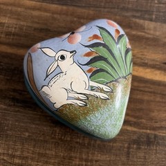 Tonala Mexico Heart Trinket Box Rabbit Art