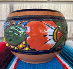 Mexican Ceramic Flower Pot Planter Folk Art Pottery Handmade Talavera #14