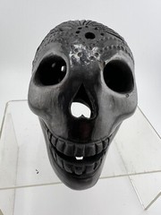 Vtg Oaxaca Black Clay Pottery Sugar Skull Mexico