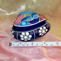 Handpainted Terracotta Heart-shaped Trinket Box From Mexico