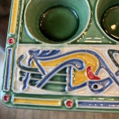 Shot Glass Lime Wedge Art Pottery Hand Painted Heavy Holder 7.5”x 5.25”x 1.0”