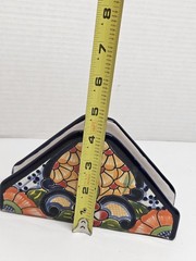 Handmade Authentic Mexican Talavera Ceramic Napkins Holder Vibrant Floral Patter