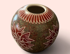 Mata Ortiz Pottery Leonel Lopez Saenz Floral Ducks Birds Flowers Mexican Clay
