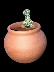 Terracotta Pot W/ Iguana by Iguana Jack Accent 6″x5″ Belize Unique Decor Piece H