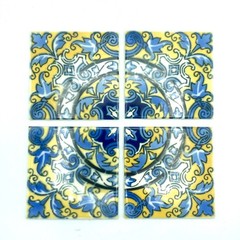 Vintage Mexican Tiles CIASA Handmade Pottery Tile Hecho en Mexico Set of 4