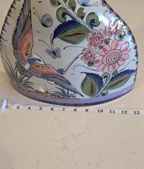 Tonala El Palomar Signed Mexico Pottery Vase w/ Birds Plants & Butterflies. 13”