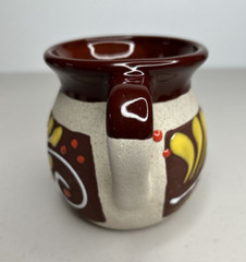 Two Modern Hand-Painted Mexican Clay Pottery Mugs – Glazed Rim & Interior