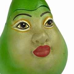 Vintage C. EL MEX Anthropomorphic Fruit Face Candle Set of 3 Mexico Folk Art
