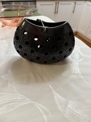 Dona Rosa Handmade Mexican Black Pottery Decorative Bowl 5.5” Tall 8” wide