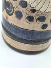 Vintage Tonala Mexico Burnished Clay Pottery Vase – floral and peacock