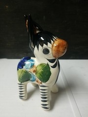 Tonala Mexican Folk Art Pottery Donkey Burro Floral Figurine 5.5”