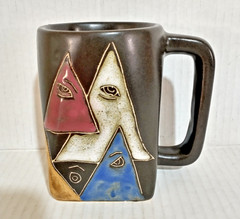 Design By MARA – Handmade & Signed – Mexico Pottery – Square Mug LOT / SET of 4