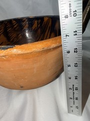 X-LARGE Atq/Vtg Puebla Ware Red Terracotta Pot Bowl With Handles Estate Find