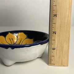 Hand Painted Mexican Pottery Dish Sunflower Design Rustic Tabletop Decor Soap