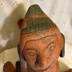 PRE COLUMBIAN MAYAN ARTIFACT LARGE CLAY POTTERY MONARCH KING SATUTE ESTATE
