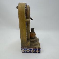 Miniature Mexican Handmade,Painted Pottery Tera Cota Wall Fountain Colorful
